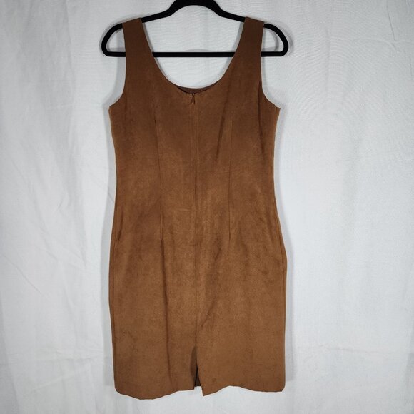 Positive Attitude Faux Suede Pencil Mini Dress Chocolate Brown Womens 8 - Picture 3 of 6